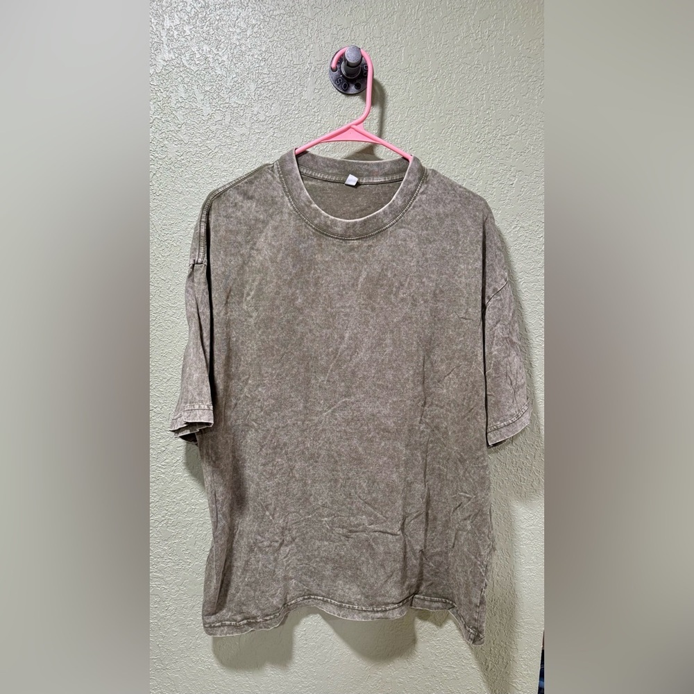 Women’s XL Dark Green Acid Wash Over Sized T Shirt
